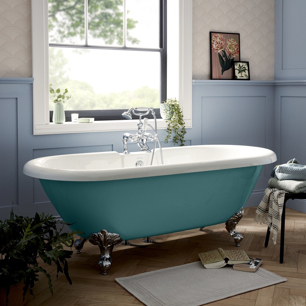 product lifestyle image of the Heritage Oban 1760mm Roll Top Bath with Painted Finish - BOBW01